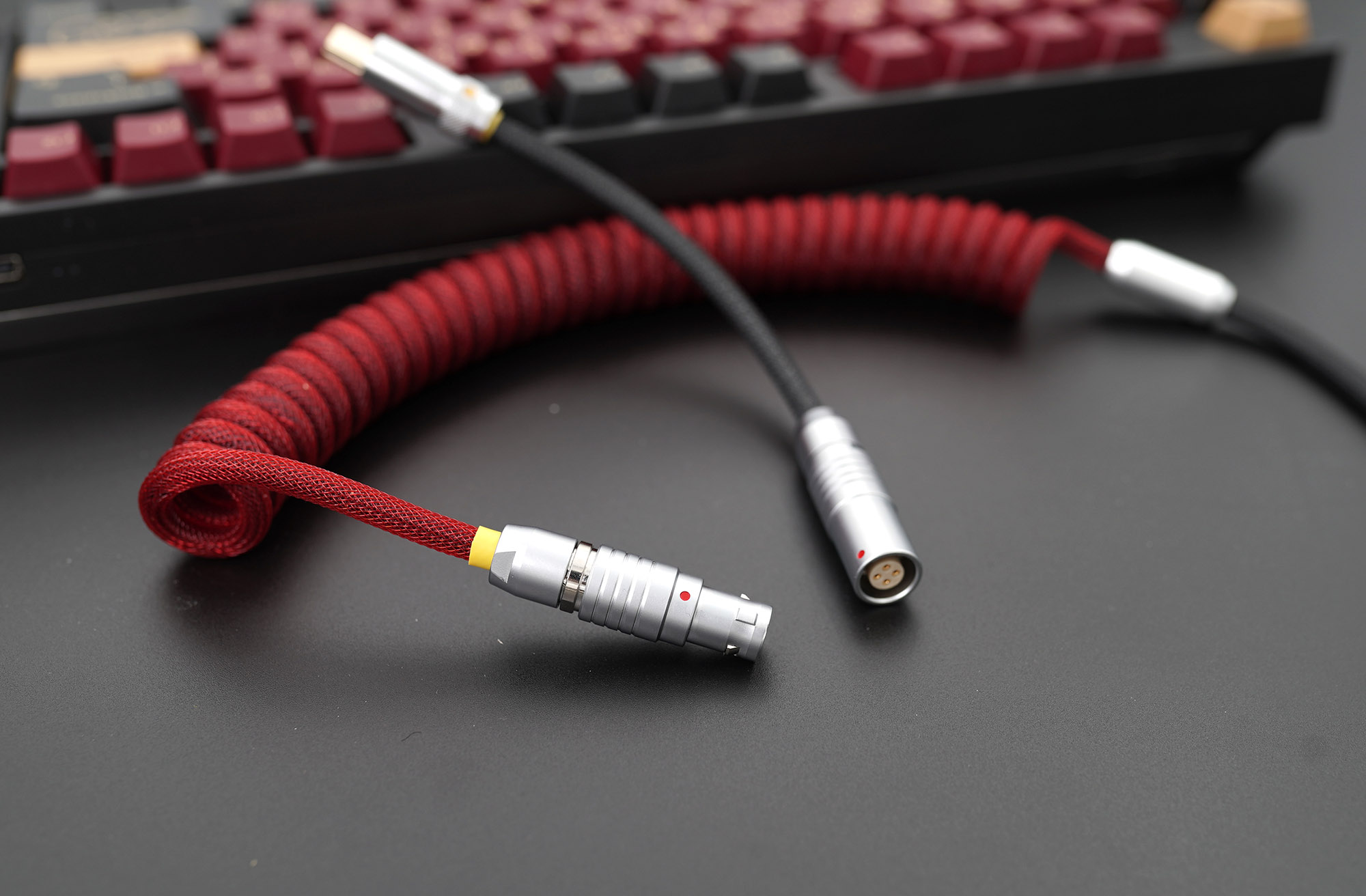 GeekCable Handmade Customized Mechanical Keyboard Data Cable For GMK Theme SP Keycap Line Red Samurai Colorway