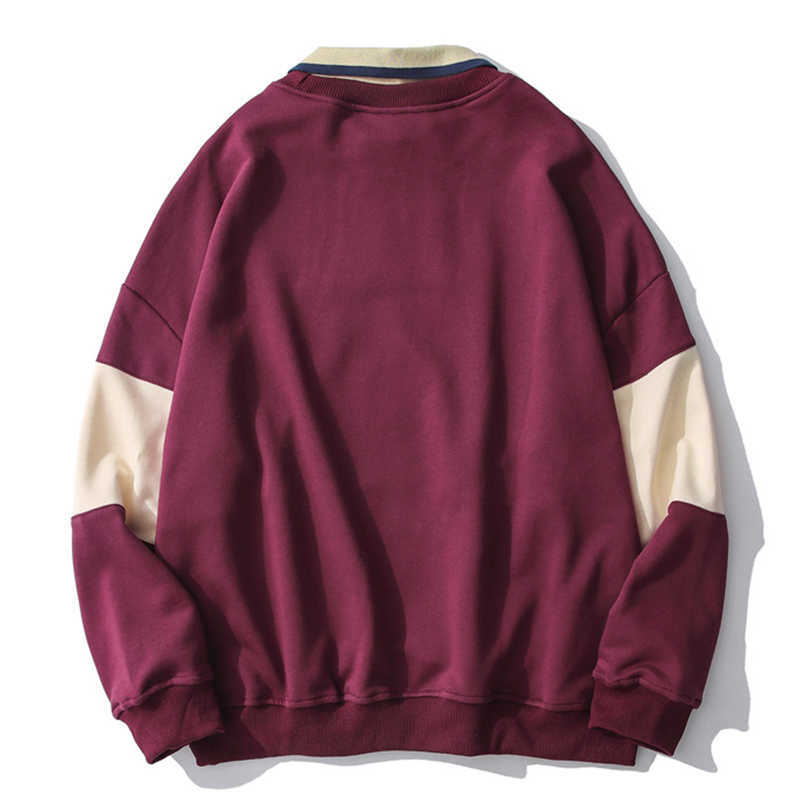 Aolamegs Striped Patchwork Hoodies Autumn Sweatshirts Men Cute Print Casual Hooded Pullover Couples False Two Harajuku Colthing 210730