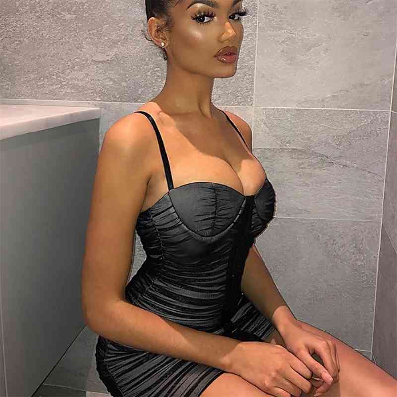 Women's Summer Club Sundress Sexy Spaghetti Strap Black Lace Celebrity Evening Runway Party Mini Ladies Dresses 210423