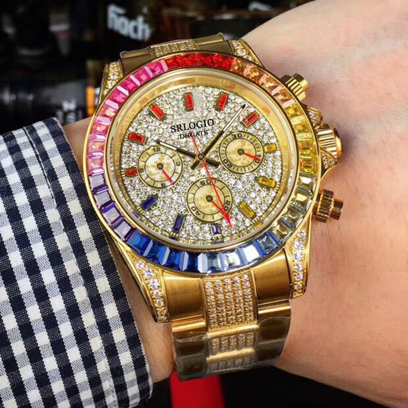 Mens Watch Automatic Mechanical Watches 43mm Rainbow Diamond Bezel Waterproof Wristwatch Sapphire Fashion Business Men Wristwatches Montre De Luxe Gold, Customize
Mens Watch Automatic Mechanical Watches 43mm Rainbow Diamond Bezel Waterproof Wristwatch Sapphire Fashion Business Men Wristwatches Montre De Luxe Gold, Customize