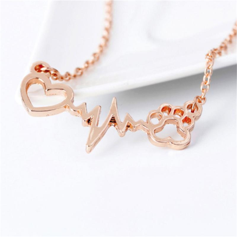 Women Clavicle Chain Creative Love Heart Bear Dog Footprints Pendant ECG Alloy Necklace Jewelry Gifts Necklaces
Women Clavicle Chain Creative Love Heart Bear Dog Footprints Pendant ECG Alloy Necklace Jewelry Gifts Necklaces