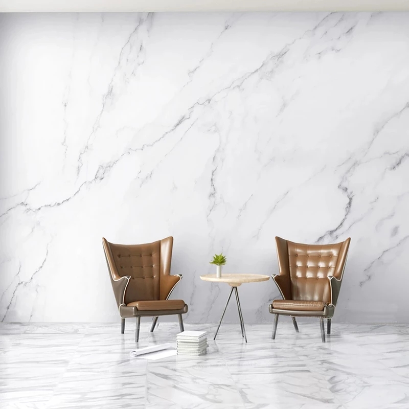 Custom Mural Nordic Ins White Marble Wall 3D Bedroom Living Room TV Background Wall Waterproof Self Adhesive Wallpaper Modern