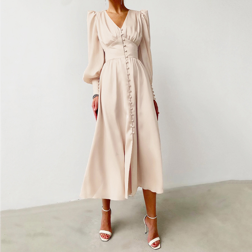 High Quality Spring Long Sleeved Maxi Dresses for Women Fashion Design Latern Sleeve Satin Dress V Neck High Waist Slim Fit Long Skirts, Black;gray
High Quality Spring Long Sleeved Maxi Dresses for Women Fashion Design Latern Sleeve Satin Dress V Neck High Waist Slim Fit Long Skirts, Black;gray