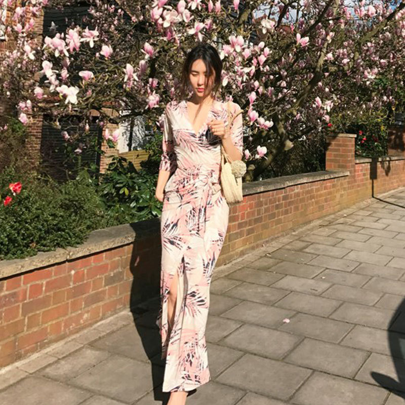 dress 2021d spring and summer needle style elegant print wrapped lace up, White;black
dress 2021d spring and summer needle style elegant print wrapped lace up, White;black