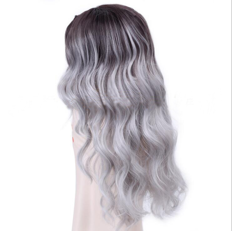 New Fashion Gray Ombre Long Synthetic Wave Women's Hair wig