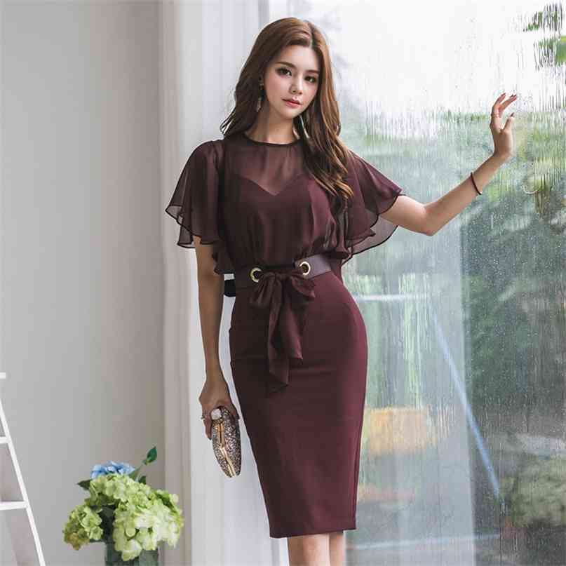 Women Summer Sexy Bodycon Dress O Neck Butterfly Sleeve Perspective Mesh Patchwork Bowknot Sashes Casual Work Party 210603, As picture
Women Summer Sexy Bodycon Dress O Neck Butterfly Sleeve Perspective Mesh Patchwork Bowknot Sashes Casual Work Party 210603, As picture