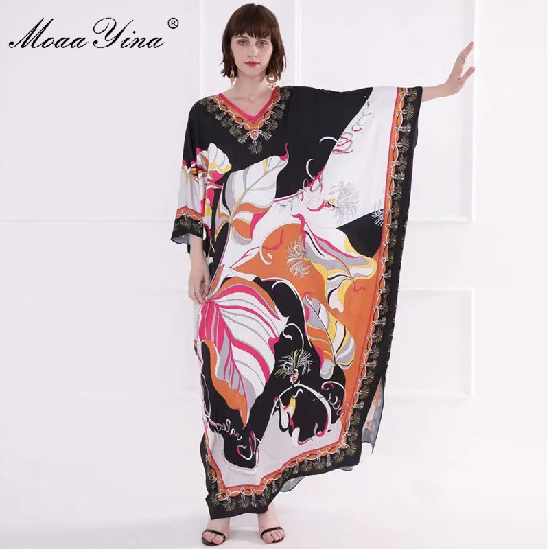 Fashion Designer Runway dress Spring Summer Women Dress V-neck Batwing Sleeve Print Loose Maxi Dresses 210524, Black
Fashion Designer Runway dress Spring Summer Women Dress V-neck Batwing Sleeve Print Loose Maxi Dresses 210524, Black