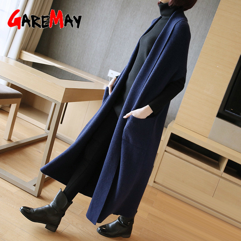 GareMay Autumn sweater long cardigan women Sweater vest Sleeve Knitted korean fashion clothing sweaters ladies 210428