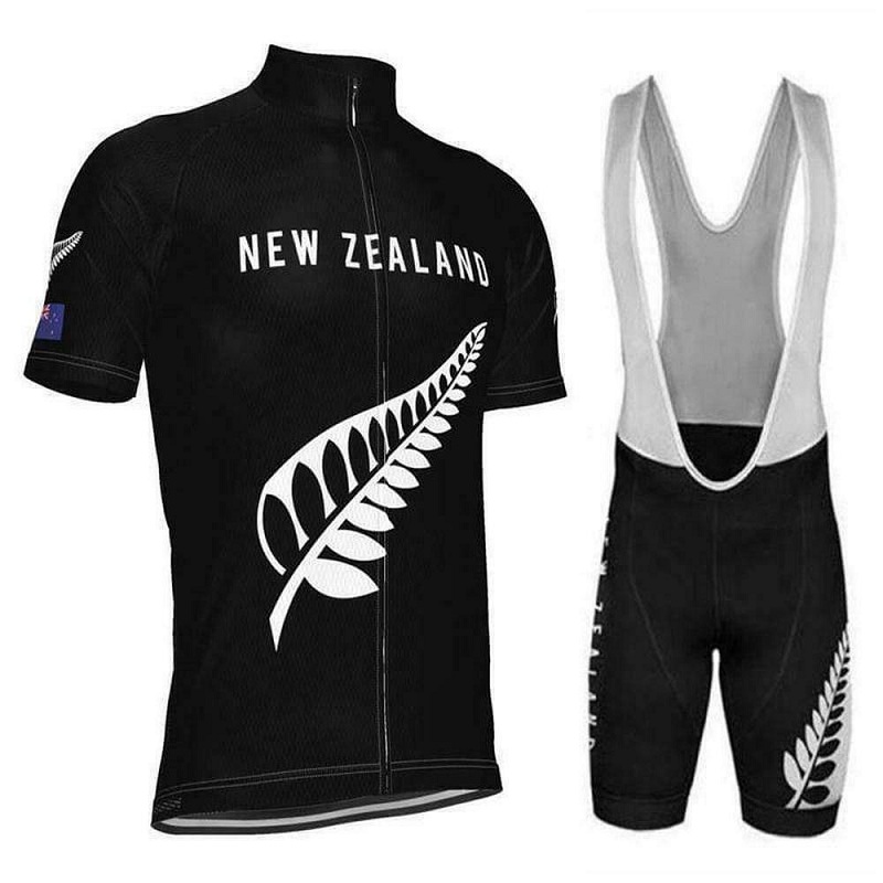 2021 Retro Classic Team New Zealand "Go Black" Men's Cycling Jersey & Bib Set Anti UV,Breathable,Quick Dry,Anti Shrink