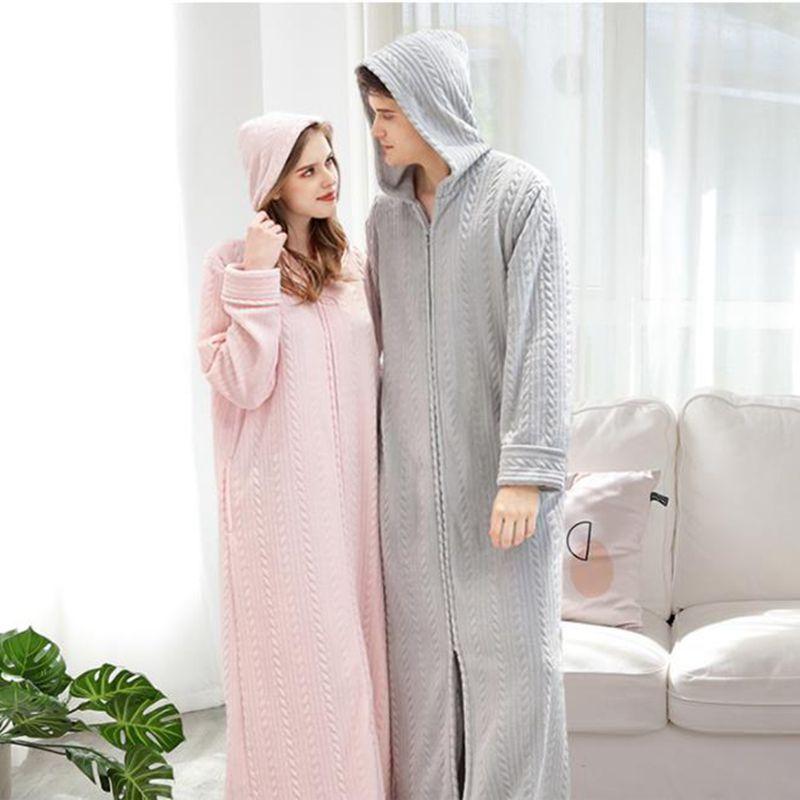Women's Sleepwear Nightgown Women Zipper Bathrobe Hooded Plus Fertilizer To Increase The Robe Couple Thickening Pajamas Nightdress, White
Women's Sleepwear Nightgown Women Zipper Bathrobe Hooded Plus Fertilizer To Increase The Robe Couple Thickening Pajamas Nightdress, White