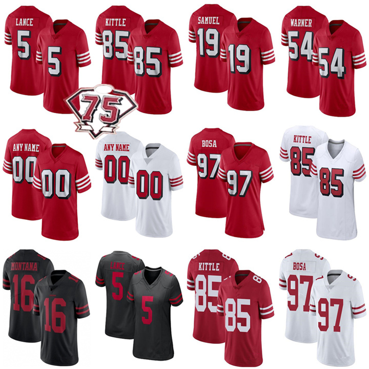 54 Fred Warner 5 Trey Lance 85 George Kittle San SF Custom Football Jerseys Jimmy Garoppolo Francisco 97 Nick Bosa Jerry Rice Joe Montana Deebo Samuel 8 Young, As image
54 Fred Warner 5 Trey Lance 85 George Kittle San SF Custom Football Jerseys Jimmy Garoppolo Francisco 97 Nick Bosa Jerry Rice Joe Montana Deebo Samuel 8 Young, As image