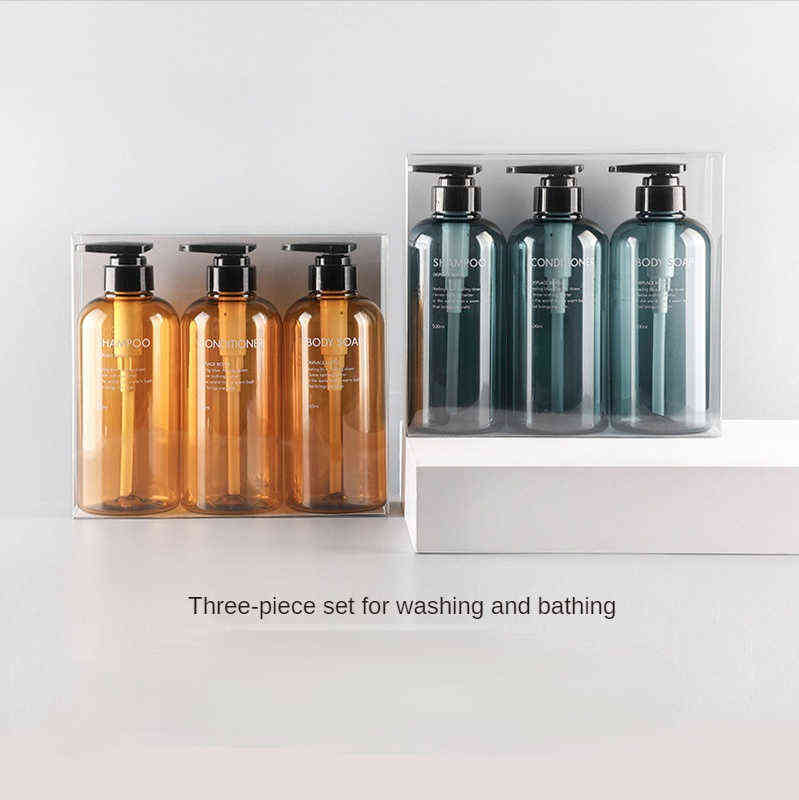 3-piece Soap Dispenser Hand Bottle Shampoo, Shower Gel Outdoor Travel Tool, Bathroom Accessories Set 300ML / 500ML 211222