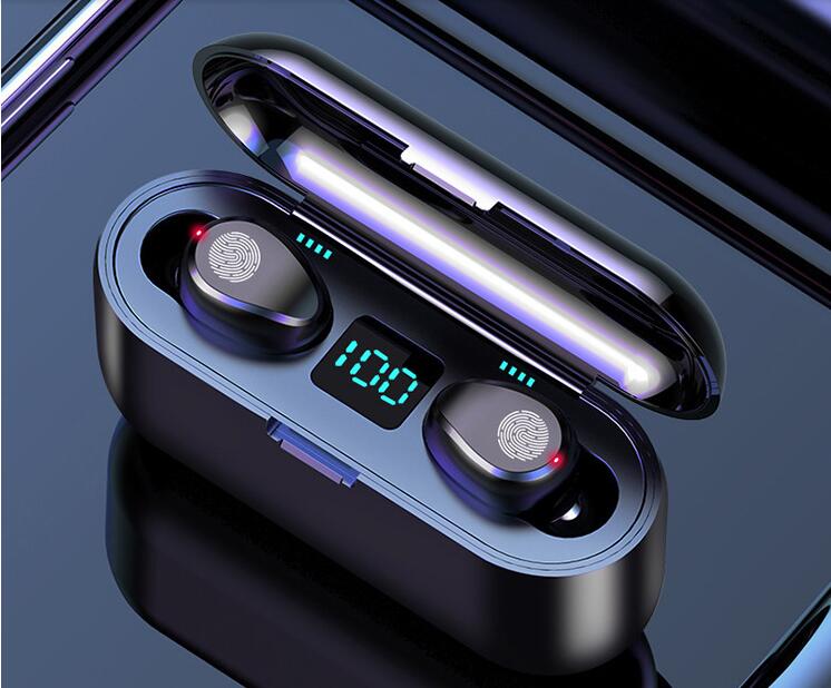 F9 F9-B Wireless Earphone Bluetooth V5.0 Headphone HiFi Stereo Earbuds LED Display Touch Control 2000mAh Power Bank Headset With Mic