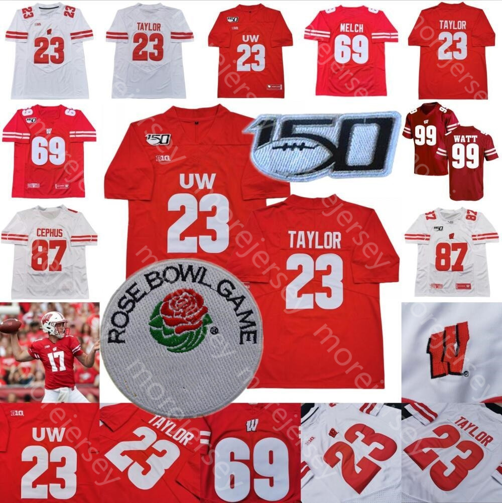 2021 Wisconsin Badgers Football Jersey Rose Bowl College Jack Coan Jonathan Taylor Quintez Cephus A.J. Taylor Jake Ferguson Zack Baun