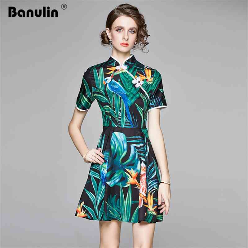 Banulin Runway Summer Women Mini Dress Female Short Sleeve Jungle Birds Print Cheongsam Bodycon robe ete femme 210603, Design and color
Banulin Runway Summer Women Mini Dress Female Short Sleeve Jungle Birds Print Cheongsam Bodycon robe ete femme 210603, Design and color
