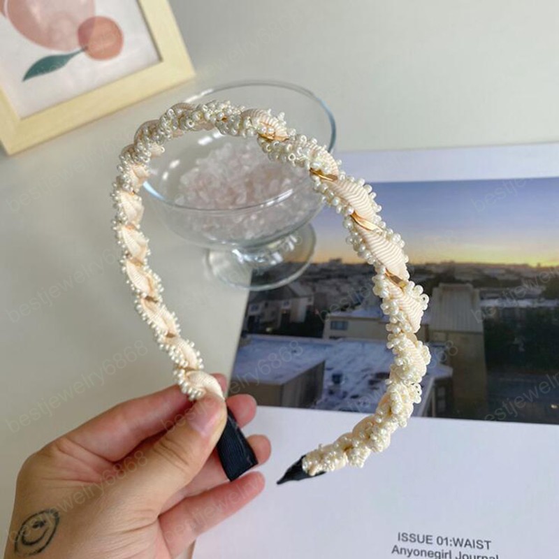 Fashion Women Headband Fresh Pearls Beaded Cross-wound Hairband Light Fresh Hairband For Girls Hair Accessories