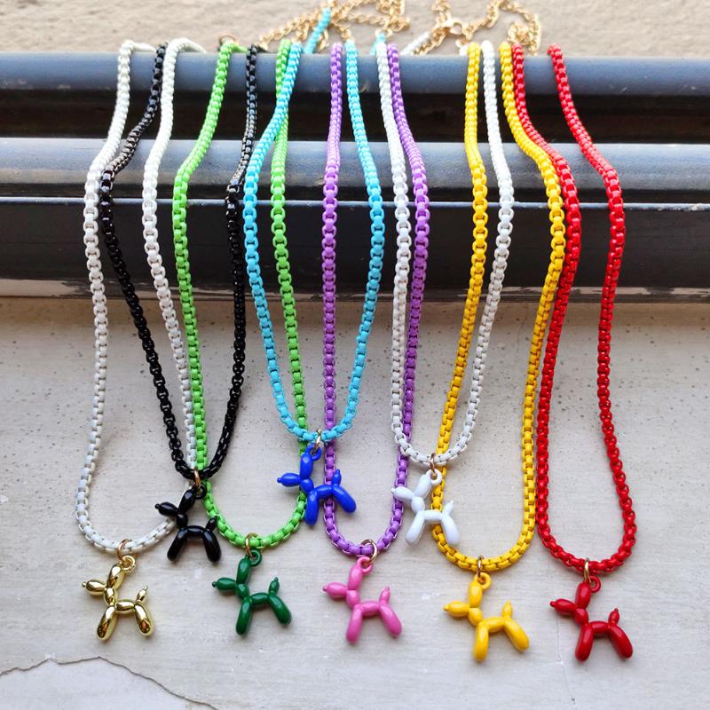 Chains Cute Rainbow Poodle Balloon Dog Pendant Necklaces For Women Fashion Multicolor Metal Chain Choker Necklace Birthday Jewelry Gift, Silver
Chains Cute Rainbow Poodle Balloon Dog Pendant Necklaces For Women Fashion Multicolor Metal Chain Choker Necklace Birthday Jewelry Gift, Silver