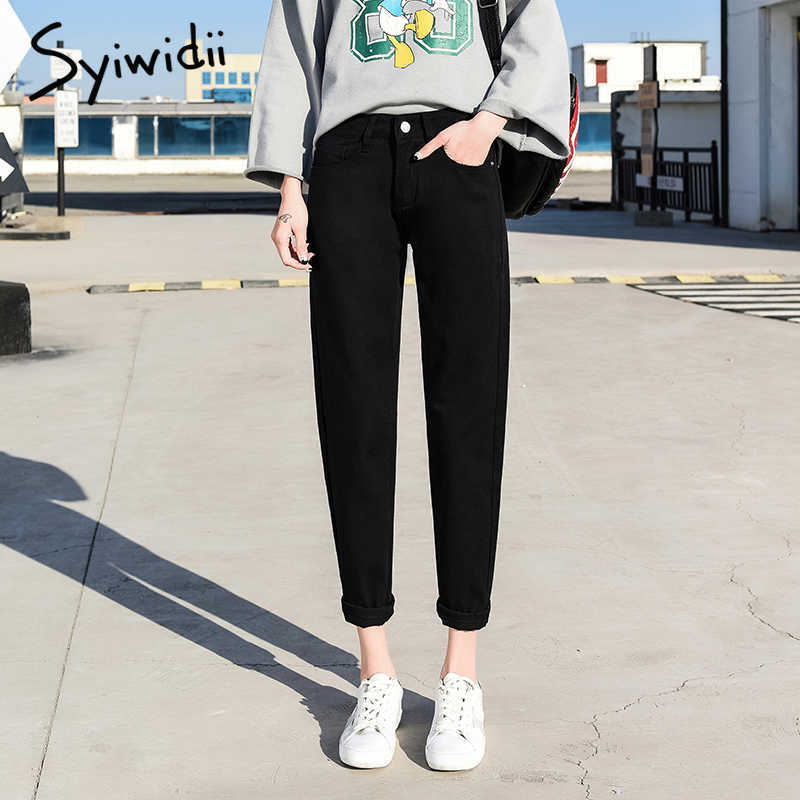 mom jeans blue womens denim pants high waist boyfriend for women Harem Pants High Street Cotton 210922