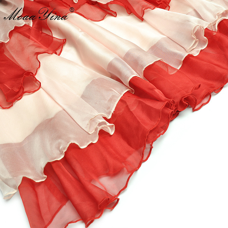 Fashion Runway dress Summer Women's Dress Butterfly Sleeve V-neck Cascading Ruffle Elegant Party Dresses 210524