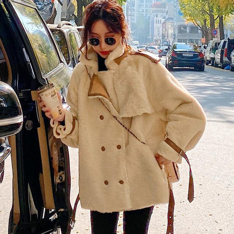 Wonder Winter Faux Lamb Fur Coat Vintage Female Thick Hairy Casual Loose Jacket Warm Ladies Overcoats 210510