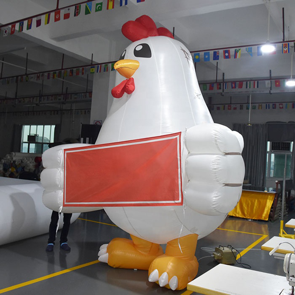 Custom Made 3/20 Meters High Inflatable hen For Decoration 10/20ft Advertising Chicken Balloon with banner