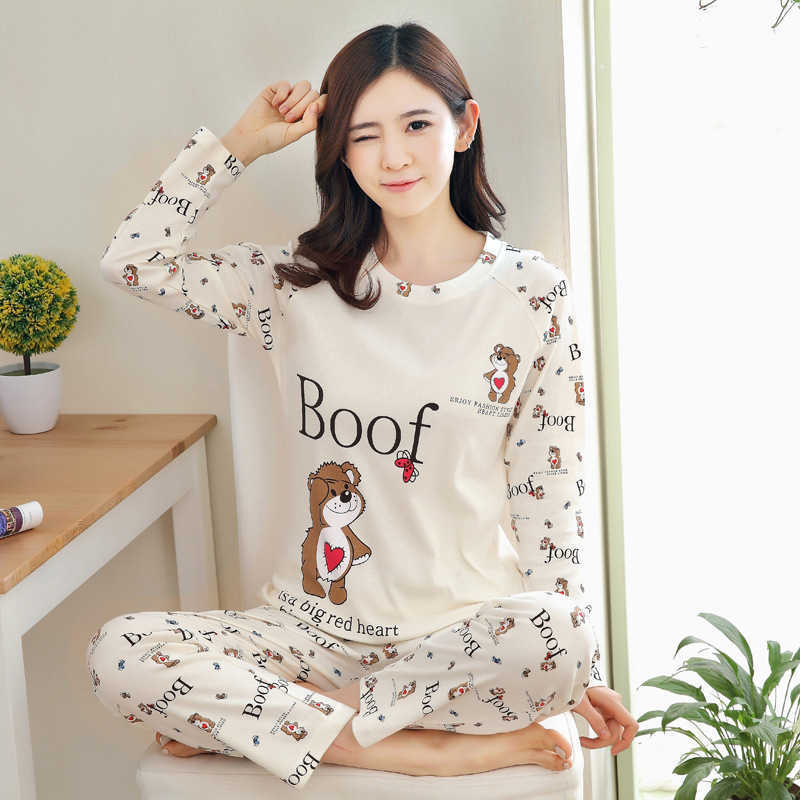 SLPBELY Pajamas Set Leisure Wear Two Piece Women Sleepwear Night Suit Home Wear Women Summer Cartoon Nightwear 210924