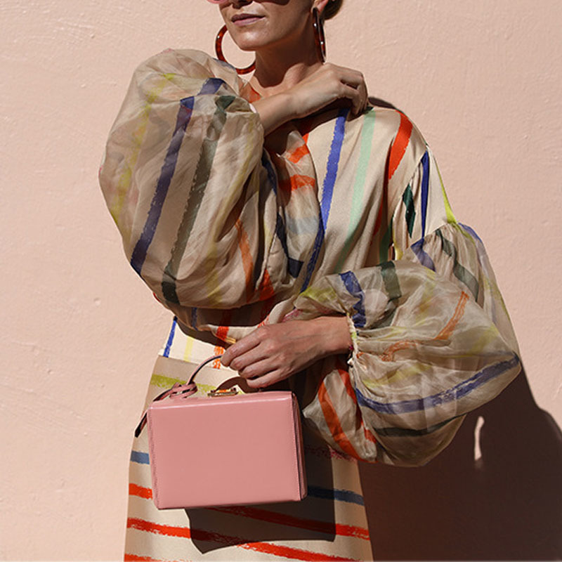 VKBN Summer Two Piece Set Top and Skirt Casual Rainbow Striped Printing Lantern Sleeve O-Neck Party Evening 210507