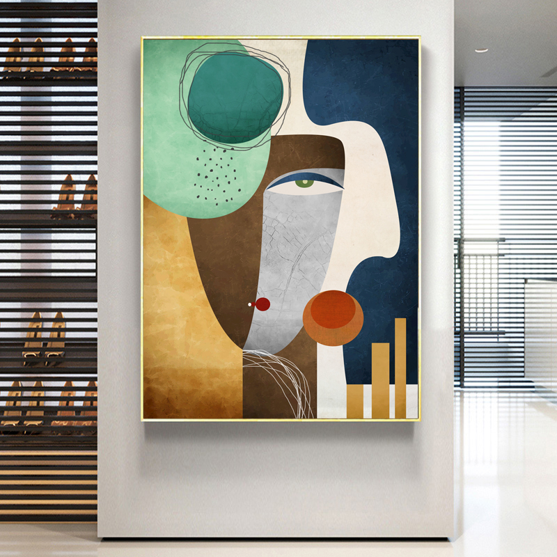 Abstract Face Line Nordic Poster Wall Art Pictures For Living Room Canvas Painting Modern Home Decor Sofa Colorful Geometry