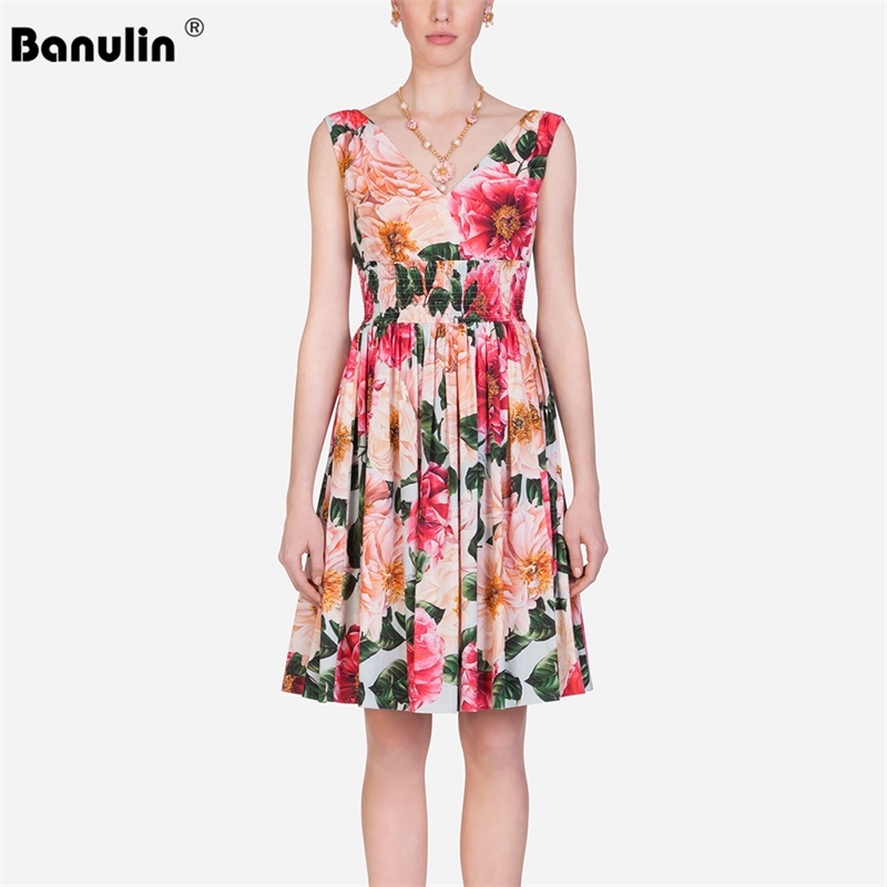 Banulin Fashion Runway Summer Tank Dress Women Elegant V-Neck Floral Print Elastic Waist Holiday Beach Mini Short 210603, Red
Banulin Fashion Runway Summer Tank Dress Women Elegant V-Neck Floral Print Elastic Waist Holiday Beach Mini Short 210603, Red
