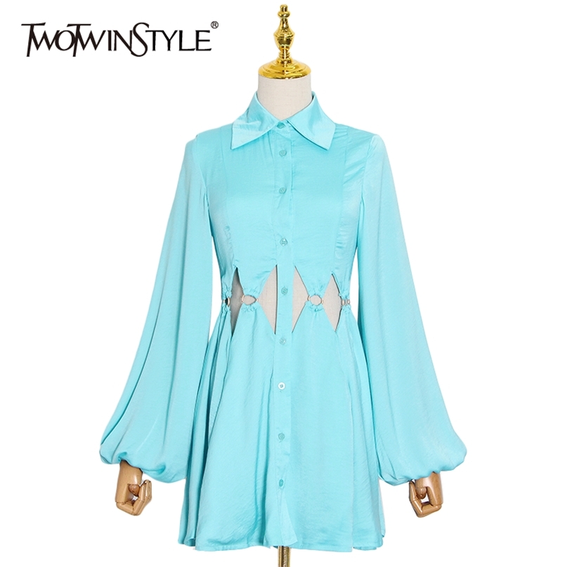 Hollow Out Dresses For Female Lantern Long Sleeve Lapel Collar High Waist Slimming Womens Sexy Dress Fashion 210520, Blue
Hollow Out Dresses For Female Lantern Long Sleeve Lapel Collar High Waist Slimming Womens Sexy Dress Fashion 210520, Blue