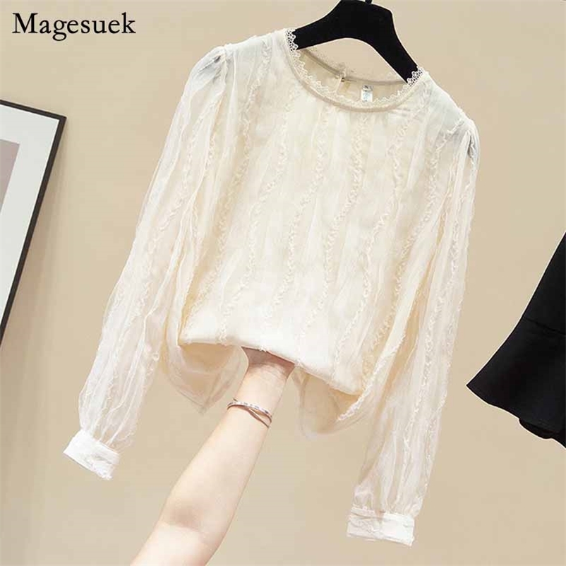 Autumn Korean Casual Elegant Lace Shirt Women Mesh Spliced Chiffon Apricot Long Sleeve Tops Blusas Mujer 11223 210518
Autumn Korean Casual Elegant Lace Shirt Women Mesh Spliced Chiffon Apricot Long Sleeve Tops Blusas Mujer 11223 210518