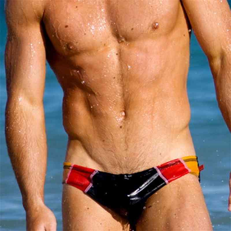 Men's Swimming Trunks Sexy Low Waist Swim Men Swimwear Firm Swimsuit Beachwear 210515