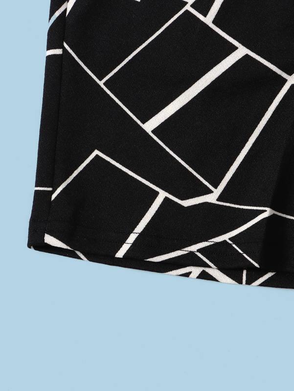 Toddler Boys Geo Print Tee & Drawstring Waist Shorts Set SHE