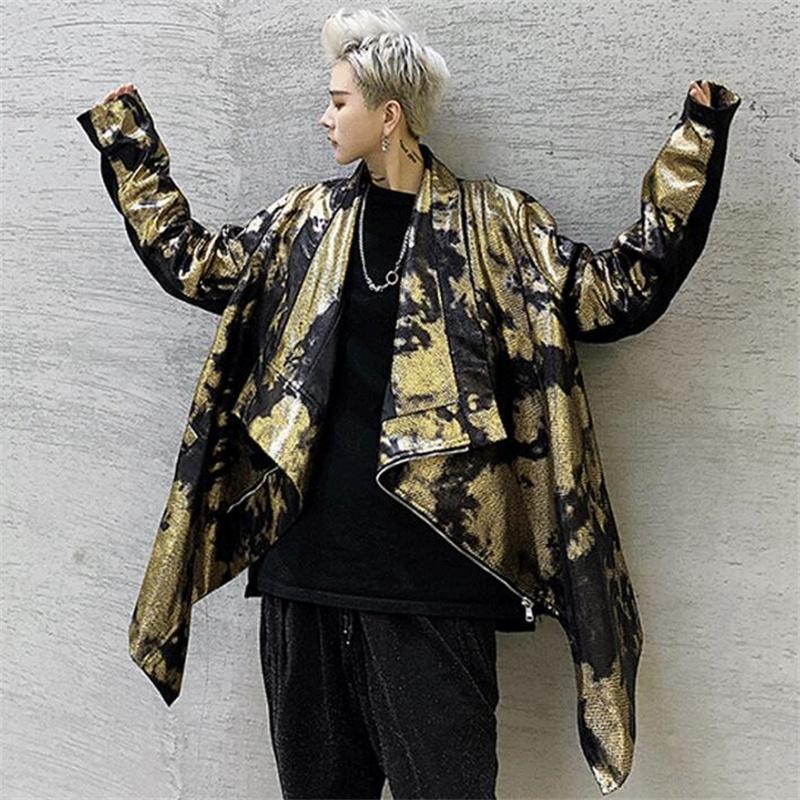 Mens Trench Coats Man Large Lapel Coat Men Stage Gold Print Glossy Slanted Hem Silhouette Clothes Loose Overcoat Singer B247 Men's
Mens Trench Coats Man Large Lapel Coat Men Stage Gold Print Glossy Slanted Hem Silhouette Clothes Loose Overcoat Singer B247 Men's