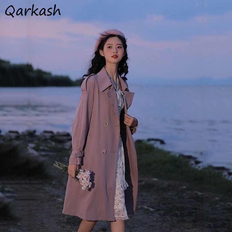Women's Trench Coats Long Style Women Elegant Vintage Double Breasted Simple Autumn Temperament Outwear Feminino Leisure Basic Female, Tan;black 
Women's Trench Coats Long Style Women Elegant Vintage Double Breasted Simple Autumn Temperament Outwear Feminino Leisure Basic Female, Tan;black