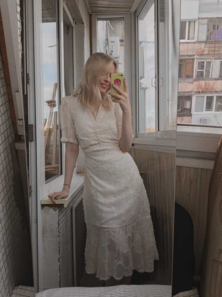 Alien Kitty Stylish V-Neck Elegant Waist-Controlled Slimming Early Spring Plus Slender Ruffles Short-Sleeved Long Dress 210630