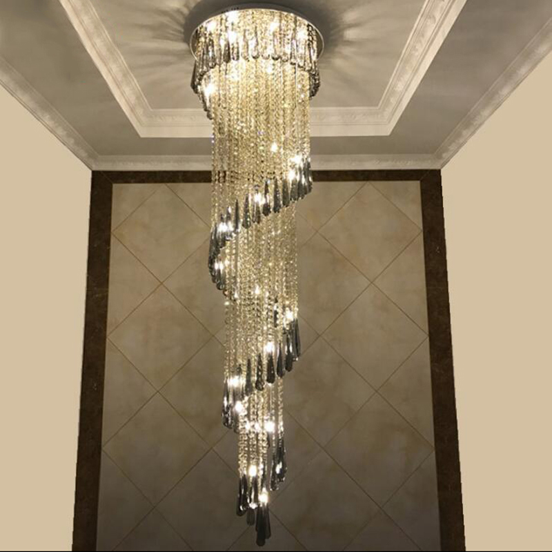 Modern Luxury Smoke Gray Crystal LED Chandelier Staircase Spiral Long Pendant Lamps Lights For Fixtures Interior Stairway Lighting Corridor Villa Hotel Lobby
Modern Luxury Smoke Gray Crystal LED Chandelier Staircase Spiral Long Pendant Lamps Lights For Fixtures Interior Stairway Lighting Corridor Villa Hotel Lobby