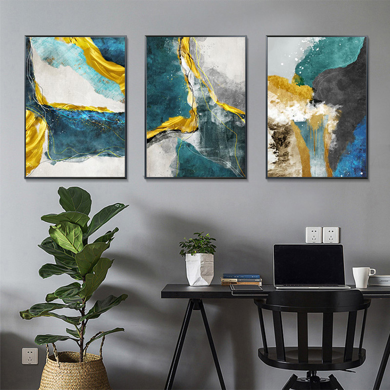 Nordic Poster Abstract Green Gold Lines Wall Decorations Art Cuadros Prints For Living Room Modern Home Decor Canvas Paintings