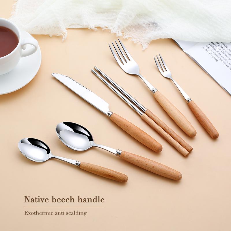 Dinnerware Sets 304 Stainless Steel Glossy Silver Wooden Tableware Western Knife Fork Teaspoon Cutlery Kitchen Accessories 1PCS
Dinnerware Sets 304 Stainless Steel Glossy Silver Wooden Tableware Western Knife Fork Teaspoon Cutlery Kitchen Accessories 1PCS