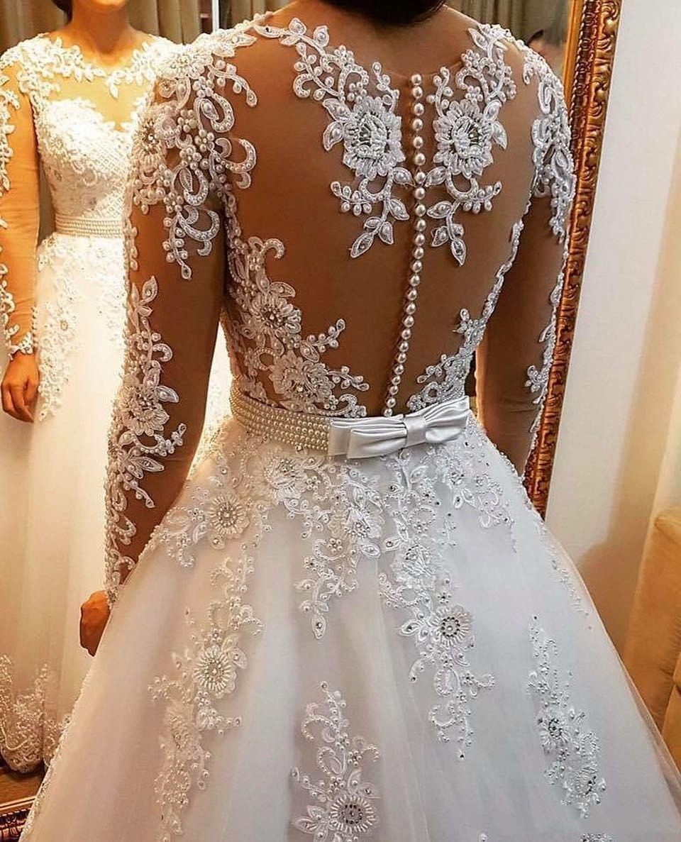 Detachable Skirt 2 in 1 Arabic Lace Pearls Wedding Dresses Bridal Gowns A e Country Robe De Mariage Crew Neck Illusion Long Sleeves Bride Dress Custom