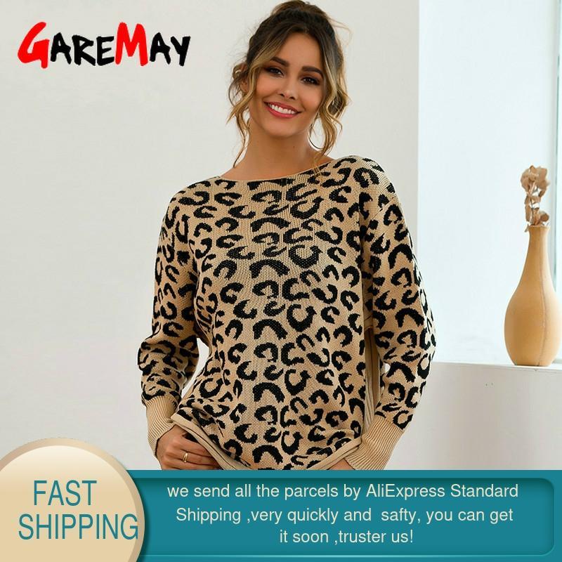 Dark Green Leopard Sweater Autumn Plus Size Long Sleeve Winter Woman Knitting Pullovers Casual Oversize Knitted Jumper 210428