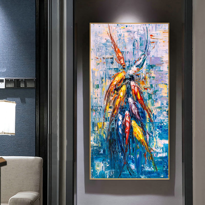 Koi Fish Pictures Oil Painting On Canvas Wall Art For Living Room Animal Posters And Prints Modern Home Decoration