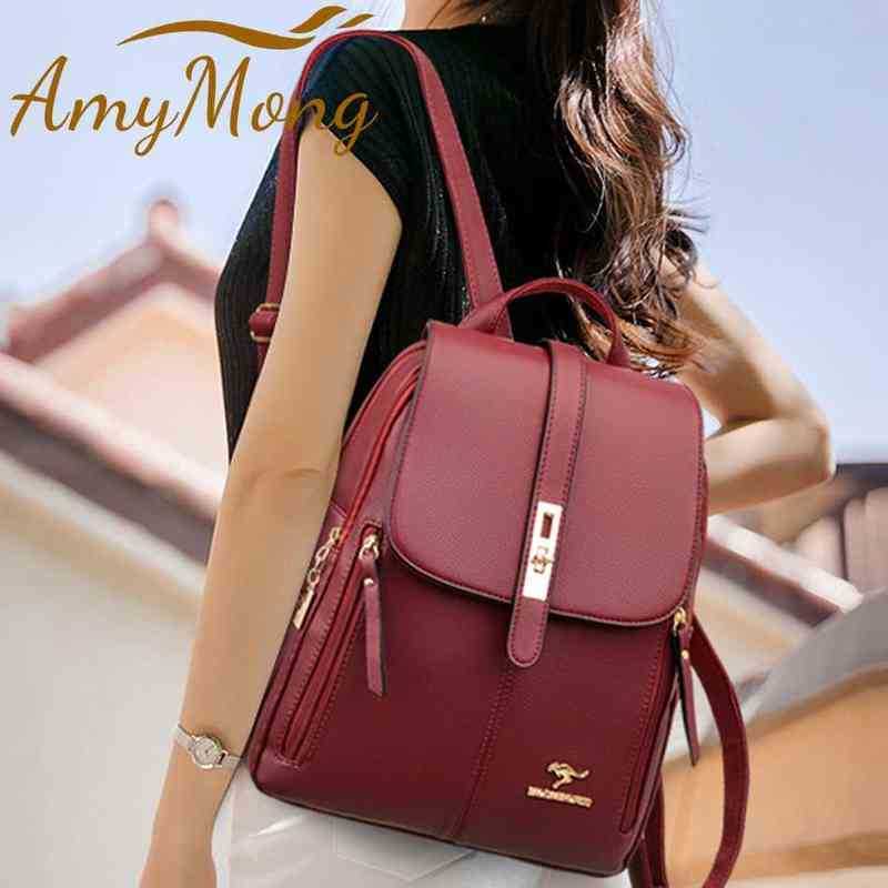 Large Capacity Backpack Purses Women High Quality Leather Female Vintage Bag School Bags Travel Bagpack Ladies Bookbag Rucksack 202211