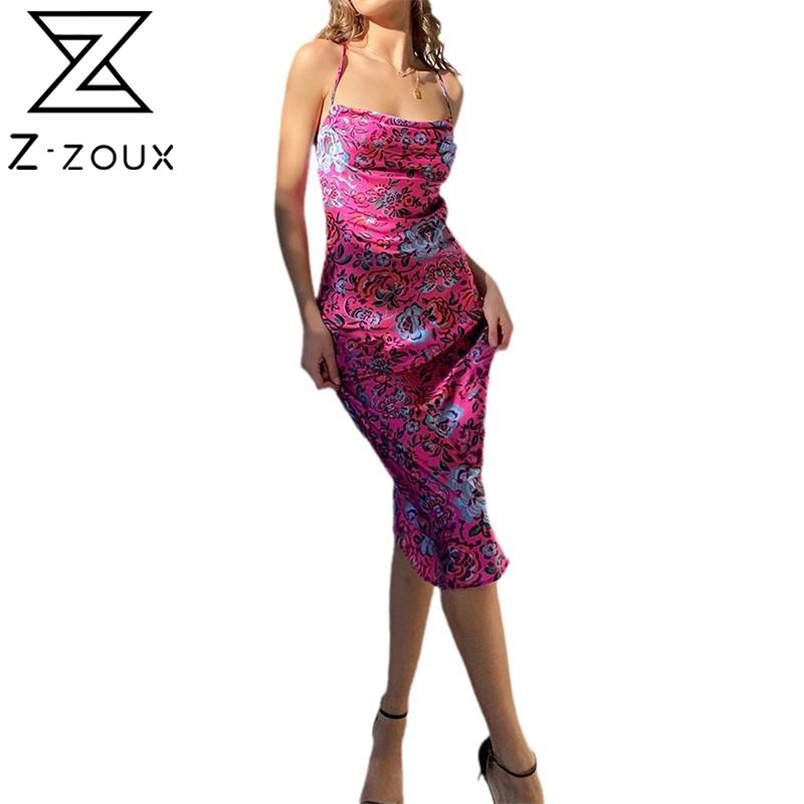Women Dress Printed Bohemia Sexy Long Print Floral es Backless Spaghetti Strap Summer Beach es 210513