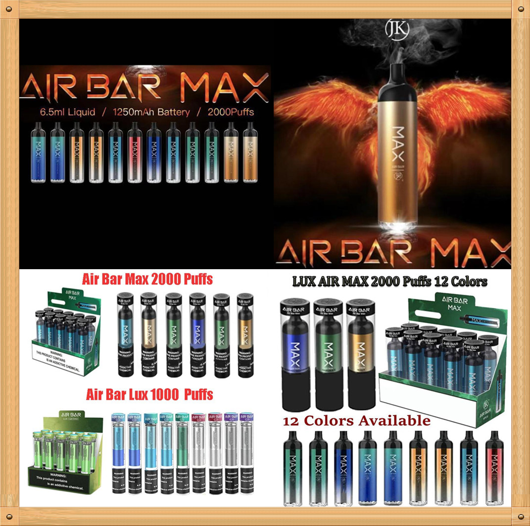 Top Quality Air Bar Max Lux 2000/1000 Puffs E cigarettes Disposable Vape Pen Pods Cartridge Pre-Filled Vaporizer Portable Vapor Kits PK Bang XXL Puff Bars
Top Quality Air Bar Max Lux 2000/1000 Puffs E cigarettes Disposable Vape Pen Pods Cartridge Pre-Filled Vaporizer Portable Vapor Kits PK Bang XXL Puff Bars