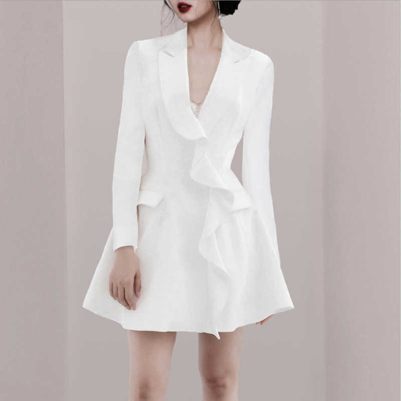 Spring Fashion Elegang Women's Dress V Collar Lotus Leaf Side Long Sleeve Sexy & Club A-Line Ruffles Full Solid 210615, White
Spring Fashion Elegang Women's Dress V Collar Lotus Leaf Side Long Sleeve Sexy & Club A-Line Ruffles Full Solid 210615, White