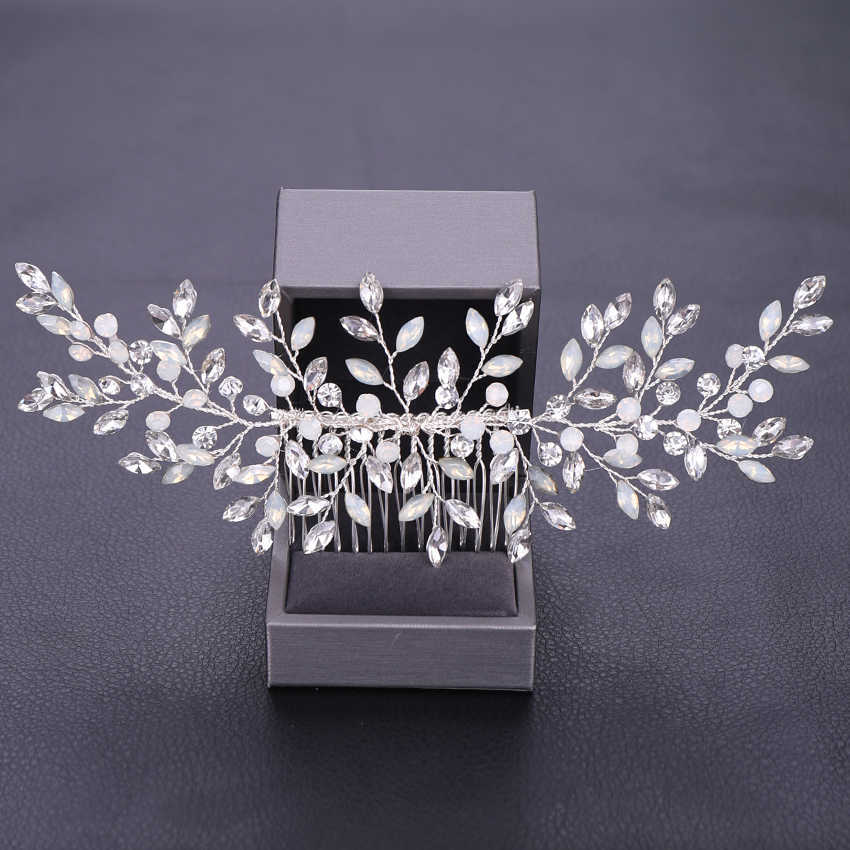 Women Hair Combs Wedding Hair Accessories Tiara Pearl Rhinestone Silver Color Bridal Hair Ornament Flower Head Jewelry Headband X0625