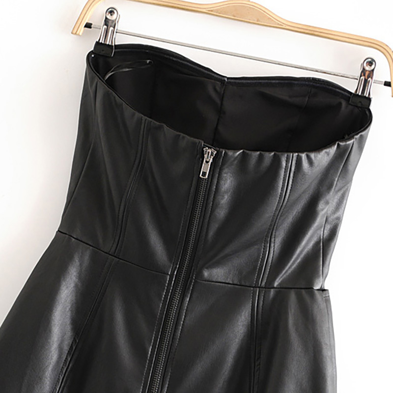 Sexy Backless Black Pu Leather Jumpsuit Women Buttons Solid Skinny Party Playsuit Lady Sleeveless Zipper Stylish Club Bodysuit 210515