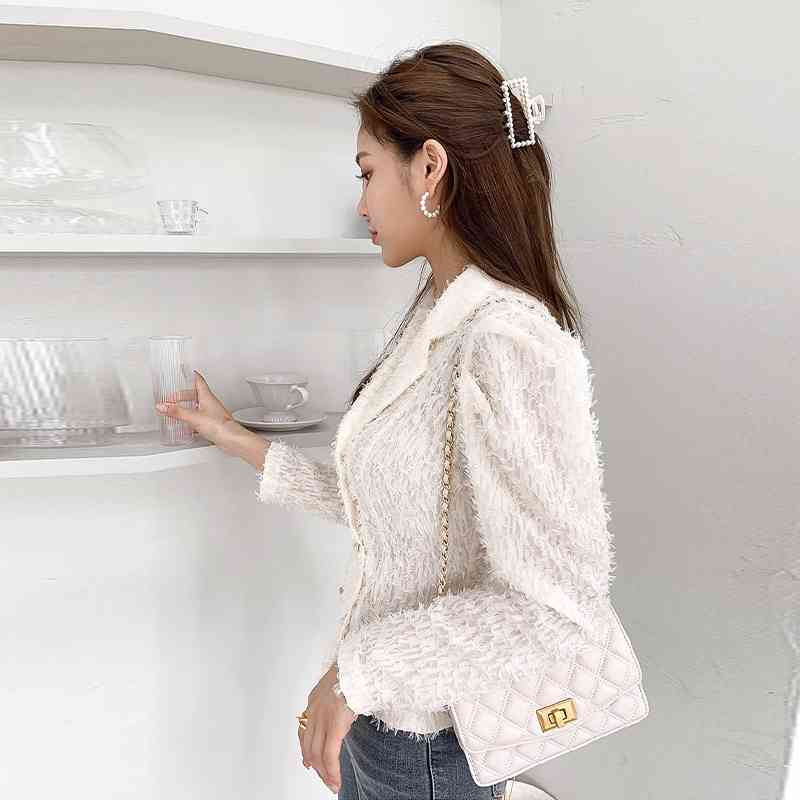 Women Fashion Blouse Korean Chic Lapel Double Breasted Lady Casual Slim Shirt Autumn Long Sleeve Top 210506