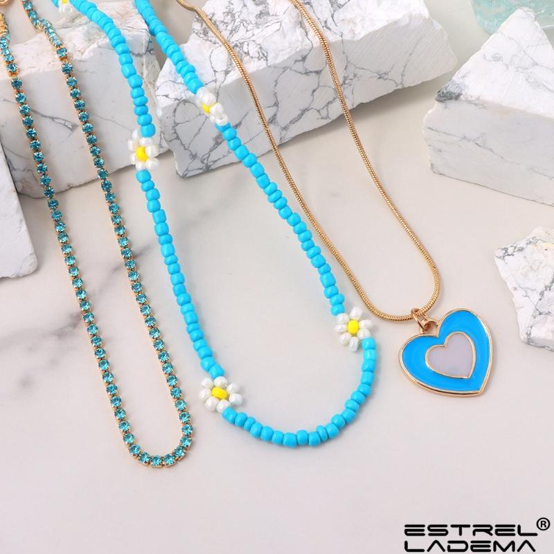 Chains Multilayer Blue Heart Flower Seed Beads Strand Necklace For Women Boho Handmade Daisy Beaded Crystal Chain Necklaces Jewelry
Chains Multilayer Blue Heart Flower Seed Beads Strand Necklace For Women Boho Handmade Daisy Beaded Crystal Chain Necklaces Jewelry